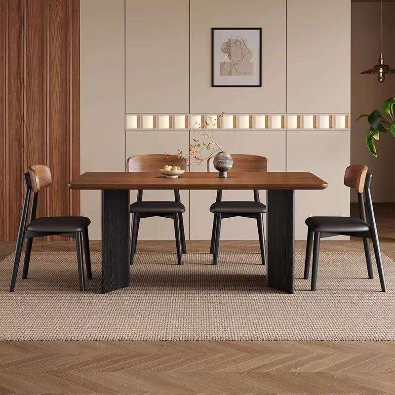 Table à manger simple [dalle en grain de bois]