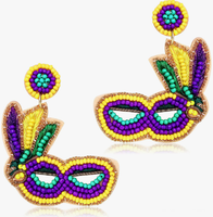 Nouveauté perle de rocaille colorée yeux tissés boucles d'oreilles fait à la main mardi gras masque de perles de rocaille personnalisé