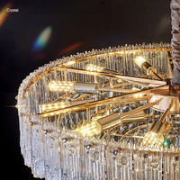 Lustre moderne de luxe en verre multicouche, luminaire suspendu rond et rectangulaire avec structure en fer pour salon, salle à manger, hôtel, villa