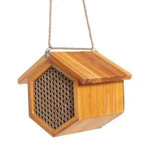 Handmade Natural Wooden Bee Hive Coated with Wax for Water