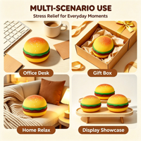 Grand jouet anti-stress en TPR en forme de hamburger géant et mignon, personnalisable, vente en gros, modèle de restauration rapide, jouet de bureau pour enfants