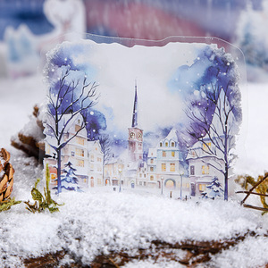 10 hojas por paquete, pegatinas para mascotas, Serie de rimas de nieve de invierno, manual de paisaje de invierno, material decorativo, 6 modelos - Product Image 1