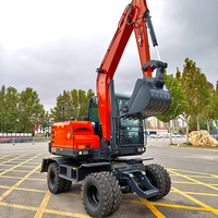Prix d'usine, excavatrice sur roues de 7,5 tonnes, type hydraulique robuste, performance stable pour les travaux de terrassement et de construction