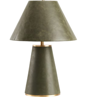 Lampe de table moderne en cuir vert olive avec base en laiton et abat-jour en cuir, lampe de chevet pour chambre à coucher, salon, bureau