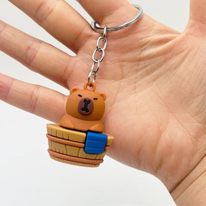 Mini Capybara <strong>Turtle</strong> Keychain Small Doll CapibaRa Cycling Backpack <strong>Key</strong> Pendant Accessories Ugly Kawaii PVC Soft Rubber <strong>Key</strong> <strong>Chain</strong> - Product Image 2