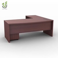 Bureau de direction modulaire IULTRA avec éclairage LED, table de bureau moderne en forme de L pour PDG avec éclairage d'ambiance, plateau brillant, respectueux de l'environnement