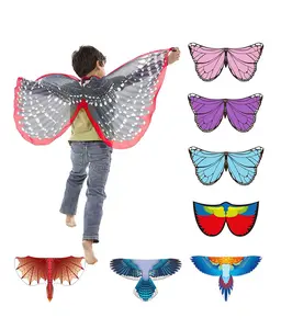 新款设计蝴蝶翅膀羊绒围巾儿童男童女童斗篷服装配件万圣节精灵翅膀装扮50-98派