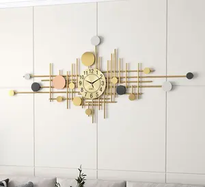 Casa de lujo, decoración de arte de pared de Metal al por mayor montado en la pared reloj
