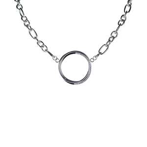 Collier pendentif en acier inoxydable avec breloque cercle plaqué or PVD pour femme, bijoux tendance - Product Image 1