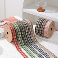 2.5cm automne et hiver bricolage accessoires de vêtement fait à la main 100% polyester arc ruban pied de poule impression motif emballage