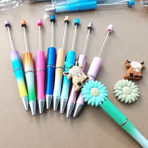 أقلام بالخرز أقلام بلاستيكية سهلة الحمل يمكن تصنعها بنفسك أقلام حبر جاف متعددة الألوان للمجوهرات