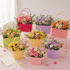Boîte à fleurs de luxe à long manche, sac cadeau pour demande en mariage d'une demoiselle d'honneur, porte-fleurs décoratif, boîte à dragées de mariage unique - Product Image 1