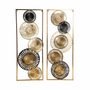 Pannelli murali in metallo traforato, oro e nero, decorazioni artistiche per soggiorno, camera da letto, bagno, elementi decorativi da appendere. - Product Image 1