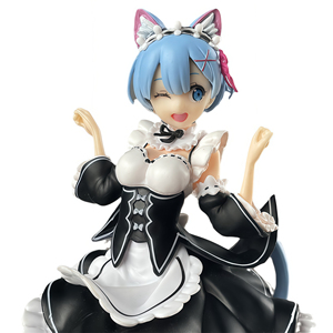 Figurine PVC Anime Fille Rem avec Oreilles <span class=keywords><strong>de</strong></span> Chat, Personnage <span class=keywords><strong>de</strong></span> Soubrette aux Cheveux Bleus Mignons, Base en Forme <span class=keywords><strong>de</strong></span> Cœur, Modèle <span class=keywords><strong>de</strong></span> Collection Non Officiel Fait par les Fans - Product Image 6