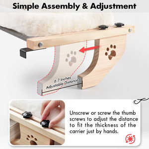 Hamaca para Gatos de Madera Maciza de Diseño Nuevo y Lujoso para 2024, Cama Colgante para Gatos con Peluche Blanco, Plegable, Divertida, para Ventana Interior - Product Image 2