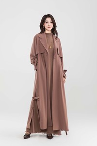Customizable Modest Muslim Women Open <strong>Abaya</strong> with <strong>Unique</strong> Sleeve Cuff and Lapel Designer Style - Product Image 2