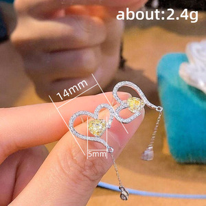 Orecchini pendenti a cuore con nappe da donna, stile cool, gioielli pendenti per l'orecchio, accessori per l'uso quotidiano - Product Image 5