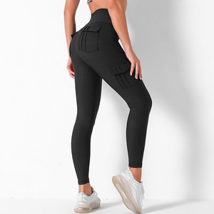Pantalones de mujer Pantalones de cintura alta Deportes Correr Joggers Señoras Niñas Ropa de fitness Leggings de yoga con múltiples bolsillos - Product Image 2