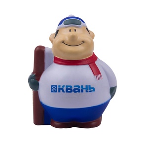 Novelty Ski Characters Shape Stress Ball PU Foam Custom Logo Printed Soft Ski Character Squeeze Toys