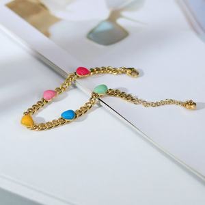 Pulsera de Acero Inoxidable de Lujo Personalizada, Resistente al Deslustre y al Agua, Chapada en Oro Multicolor de 14k y 18k, con Forma de Corazón, para Mujer, Venta al Por Mayor - Product Image 5