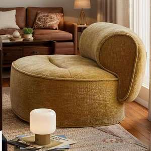 Sofá Cama de Terciopelo de Lujo Ligero Estilo Nórdico, Sillón Reclinable Individual Creativo con Diseño de Sonrisa para Hogar, Hotel y Sala de Estar - Product Image 6