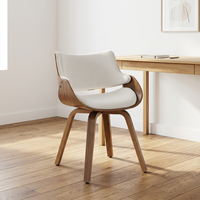 Chaise de salle à manger moderne en bois courbé style Sherpa avec siège rembourré, design minimaliste pour la maison, le bureau et le salon