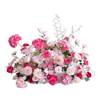 Roze zijden moderne realistische handgemaakte gemengde rozen bruidsbloemenarrangement wanddecoratie - bloemenachtergrond voor KT-bord evenement
