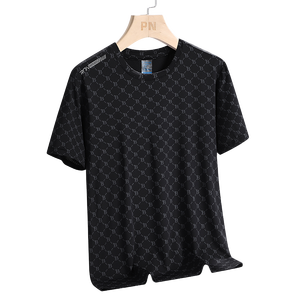 T-shirt en soie glacée personnalisé avec logo, pour homme, été, col rond, tendance, séchage rapide, décontracté, manches courtes, respirant - Product Image 1