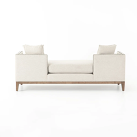 Canapé chaise longue en tissu lin de luxe avec structure en bois massif