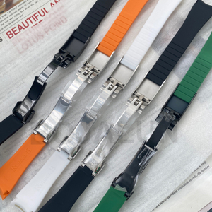High Quality 20mm Width Rubber Strap Black/rose Gold/silver Folding Safety Buckle Fit Sub Gmt NH35 Watch case 40mm
