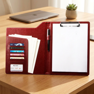 Leather Menu Clipboard Folder A4 <b>Notepad</b> Pockets Custom Restaurant PU Waiter Various Sizes Optional Color OEM Brand Made China - Product Image 2