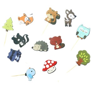 Forest Animal Cake Toppers 12 Pack Birthday Dessert Decorations Non Toxic Paper Inserts For Kids Party - Product Image 5