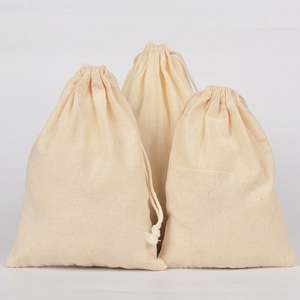 Wholesale 13*18cm Cotton Muslin Drawstring <b>Bags</b> Reusable Fabric Pouch for Jewelry Packaging Cosmetics Custom Logo Options Crafts - Product Image 1