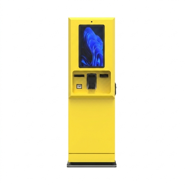 27/32 Inch Self Service Outdoor Car Wash Parking Payment Kiosk Touch Screen Barcode Reader Cash Coin Recycler Metal Case Floor