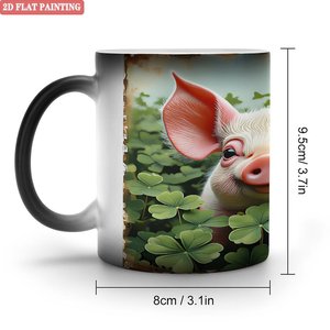 Tasse magique interactive pour boissons chaudes, noire givrée, 11 oz, en céramique, changeant de couleur à la chaleur - Product Image 1