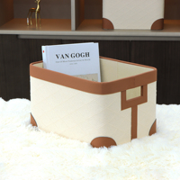 Boîte à mouchoirs en rotin avec poignée en cuir - Organisateur de rangement en osier