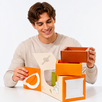 Boîte de poignée de carte blanche, boîte de papier d'emballage alimentaire, ouverture de fenêtre personnalisée, boîte cadeau écologique, personnalisée