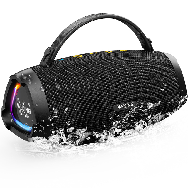 New Arrival W-King X10S Boombox Speaker with LED Lights IPX7 Waterproof 50W Outdoor Portable Speaker 24 Hours Playtime