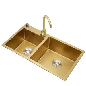 China Wholesale Farmhouse Luxury Style Countertop Double Bowl Kitchen Sink Outdoor Wash Basin Smart Sinks