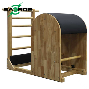 Appareil de Pilates de rouleau rembourré de baril d'échelle en bois massif Durable professionnel Machine de Pilates de réformateur de SAERDE pour la flexibilité - Product Image 1