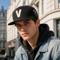 Casquette Snapback à Bord Plat avec Logo Brodé en 3D Personnalisé pour Hommes, Broderie Florale sur le Côté, Style Hip Hop Streetwear, Casquette de Baseball, Fabrication OEM