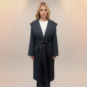 Vente en gros Manteau de laine long col <span class=keywords><strong>marin</strong></span> de luxe Trenchs double face en laine cachemire pour <span class=keywords><strong>femme</strong></span> avec ceinture - Product Image 1