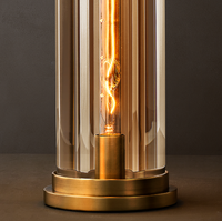 Lampe de table en verre cristal K9, lampes de bureau en laiton massif, éclairage vintage cylindrique pour intérieur, bureau, maison, hôtel, style américain