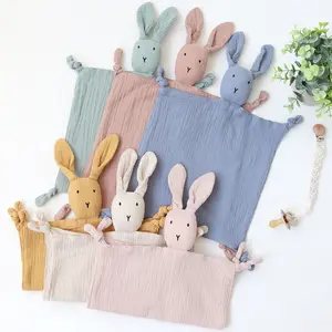 100% katun bayi Muslin Lovey baru kasa kelinci singa baru lahir keamanan selimut bayi selimut