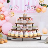 Support à étages pour cupcakes, Présentoir à gâteaux en bois à 4 niveaux, Ensemble de présentation de desserts pour biscuits, cocktails, bonbons, beignets