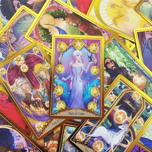 Yeni tasarım sıcak satış lüks altın folyo damgalama özel Logo Tarod kartları büyük boyut Tarot kartları