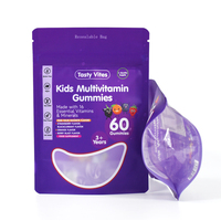 Sacs d'emballage en mylar de bonbons gommeux vitaminés avec impression numérique personnalisée pour enfants pochette debout ziplock recyclable avec fenêtre transparente