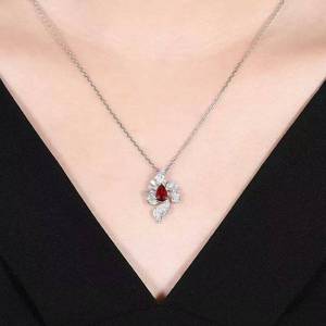 Mozambique Natural Unheated Pigeon Blood Ruby <b>Pendant</b> <b>Solid</b> 18K <b>Gold</b> side setting 80pcs diamond luxury Jewelry manufacturer - Product Image 5