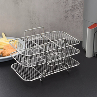 Grille de friteuse à air en acier inoxydable 304, double panier et grille de cuisson multicouche avec grille à pain, accessoires pour plats et casseroles de cuisson