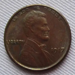 Replik USA Einhundert Doppeldruck Vorderseite 1917 Lincoln Kleine Cent Kupfer benutzerdefinierte Metallmünzen nicht magnetisch